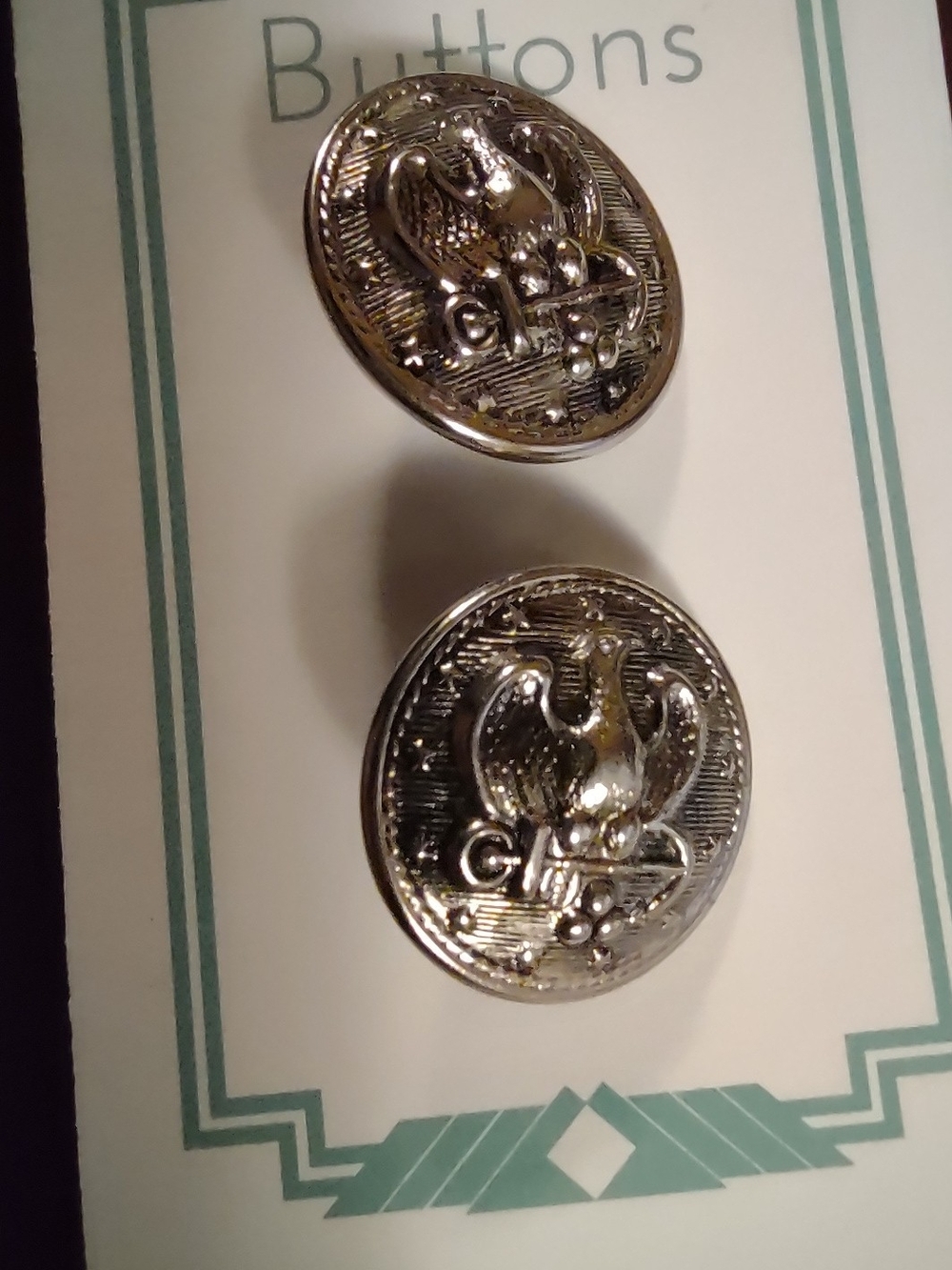 Decorative Eagle Metal Buttons Silver - Navy Peacoat Military Style Jacket Coat
